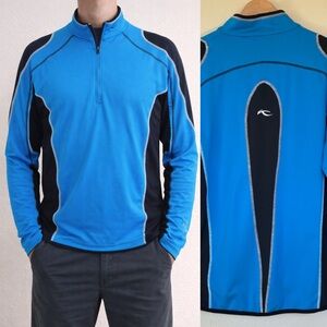 KJUS Scot Long Sleeve Performance Shirt, Sz 2XL/56, Blue Zip Stretch Pullover‎